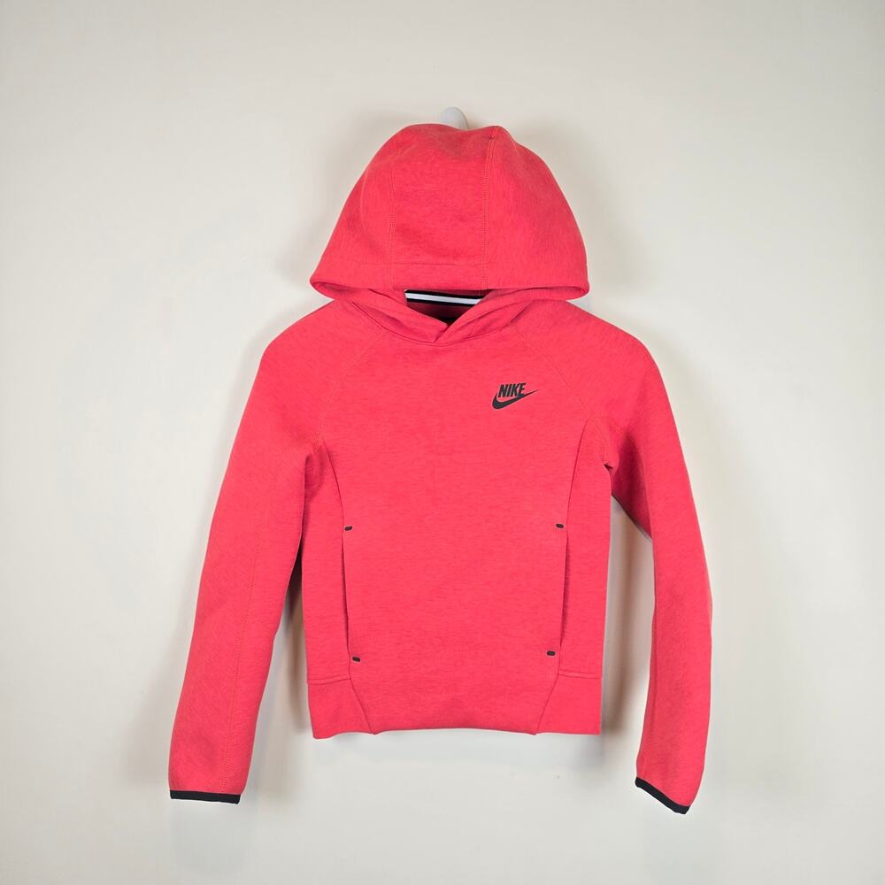 Nike Sportswear Tech Fleece Sz XS/6-7 Red Hoodie Pullover Sweatshirt FD3291-672